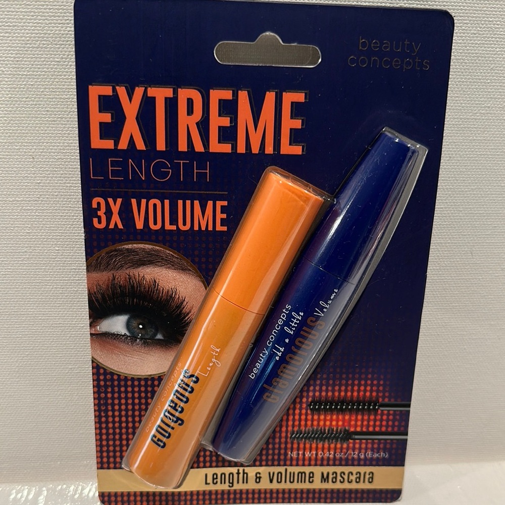 Beauty Concepts Duo Mascara Extreme Length 3X Volume and Lengthening Mascaras.